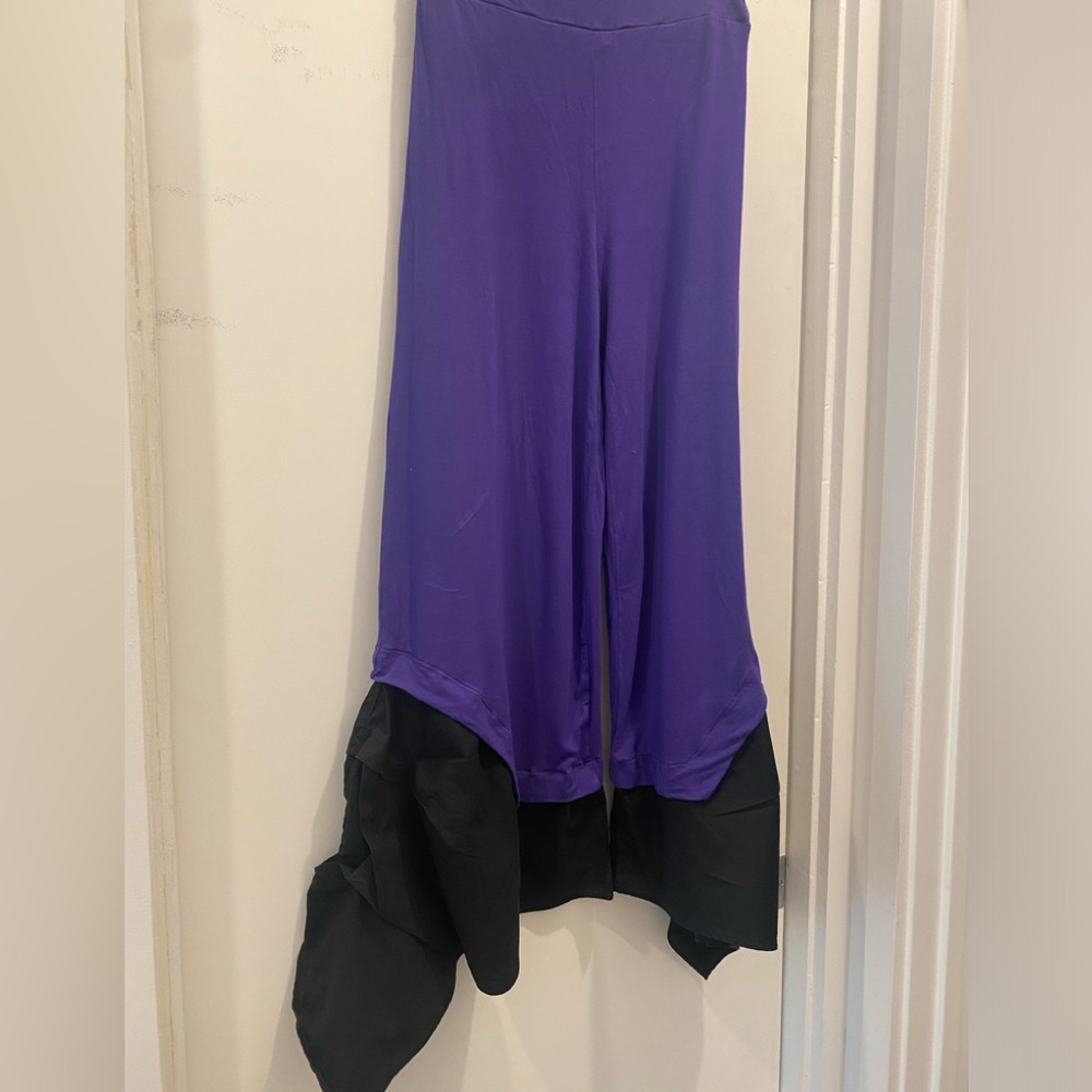 Purple Wide Leg Compound Designer Pants.